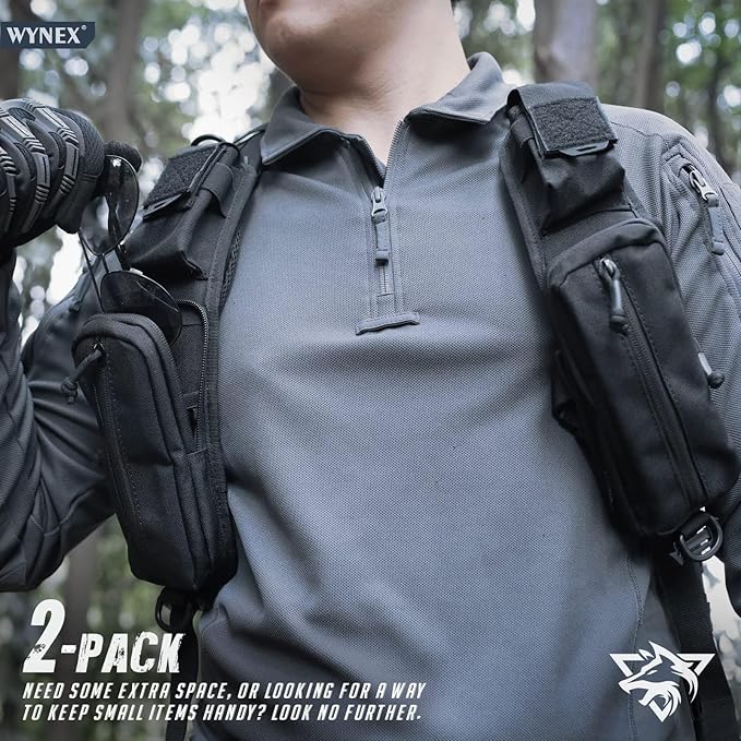 WYNEX Bolsa de acessórios molle com bolso com fecho de correr, mochila com alça, alça de ombro, acessório tático, bolsa de ombro, estrelas, bolso com fecho de correr, suporte adicional para