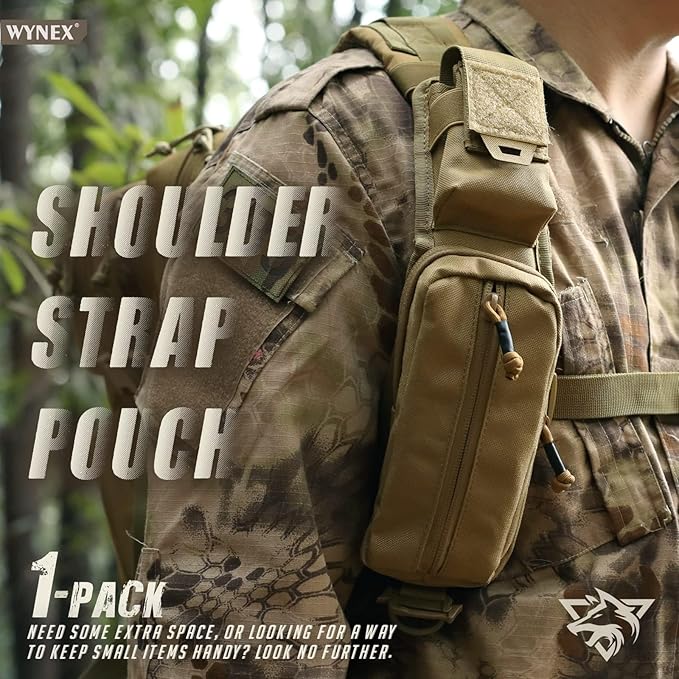 WYNEX Bolsa de acessórios molle com bolso com fecho de correr, mochila com alça, alça de ombro, acessório tático, bolsa de ombro, estrelas, bolso com fecho de correr, suporte adicional para