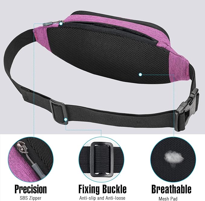 Waterfly Bolsa de cintura para homem mulher desportiva: Bolsas de cintura com cinto extra estendido para caminhada bicicleta viagens caminhadas ao ar livre, Preto, S, Sacos de viagem