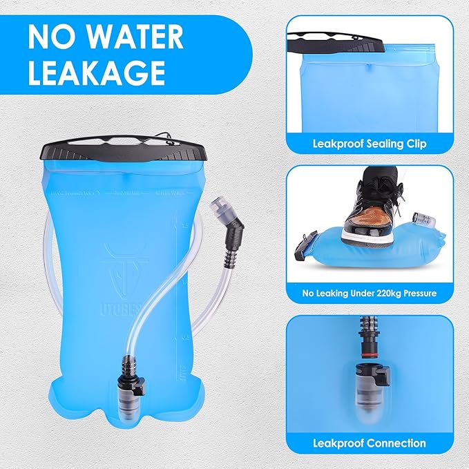 UTOBEST Bexiga de hidratação, saco de água de 1,5 l, 2 l, 3 l, saco de água corporal de TPU, sem BPA, depósito de água à prova de fugas para mochileiros, corrida, ciclismo