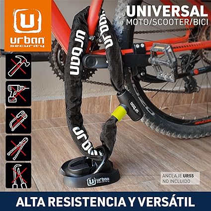 Urban Security Corrente anti-roubo com cadeado para scooter e bicicleta em aço temperado,100 cm