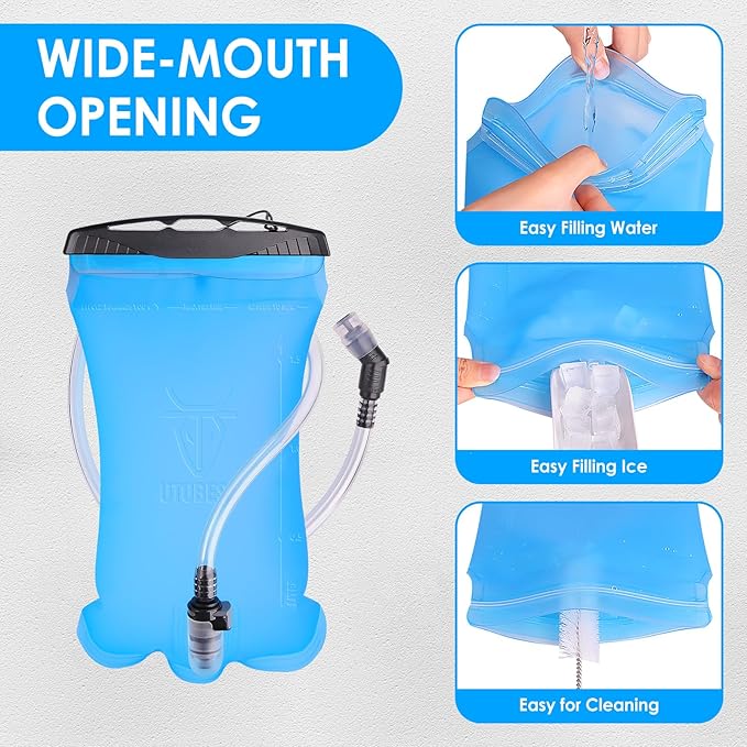 UTOBEST Bexiga de hidratação, saco de água de 1,5 l, 2 l, 3 l, saco de água corporal de TPU, sem BPA, depósito de água à prova de fugas para mochileiros, corrida, ciclismo