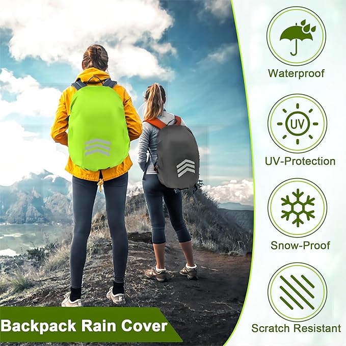 2 peças capas de chuva para mochilas (18 - 30 L), capa impermeável para malas escolares, capa de mochilas à prova de poeira, protetor de mochila com riscas refletores, cobertura de chuva mochila