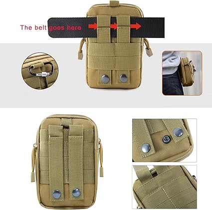 ZhaoCo Multiusos Poly ferramenta suporte, tático Molle EDC bolsa utilitário Gadget bolsa de cintura com telemóvel para caminhadas campismo