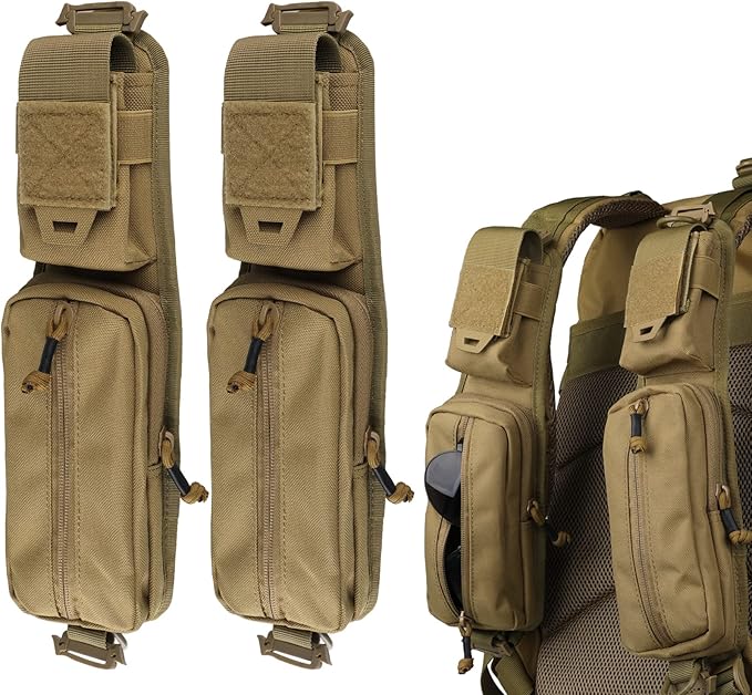 WYNEX Bolsa de acessórios molle com bolso com fecho de correr, mochila com alça, alça de ombro, acessório tático, bolsa de ombro, estrelas, bolso com fecho de correr, suporte adicional para