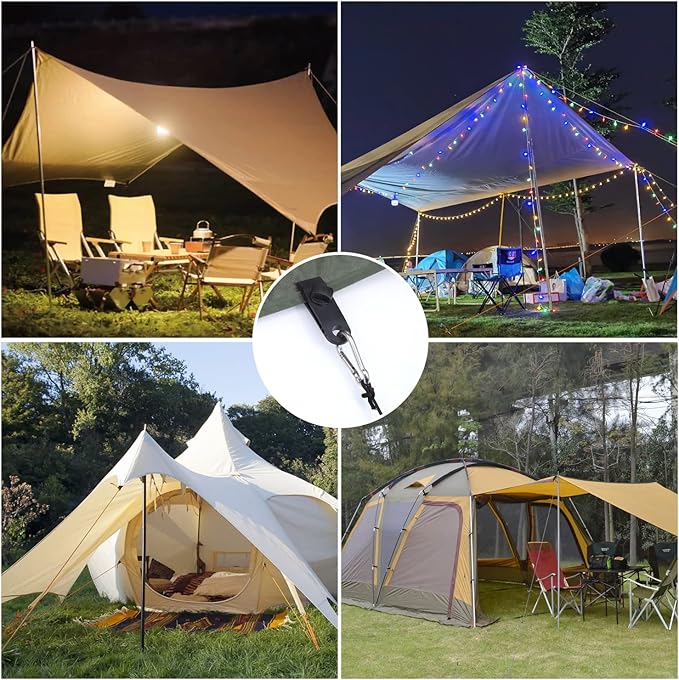 Zocipro 30 peças clipe de lona pinças de tenda, clipes de toldo com cordas elásticas de bola e mosquetão para fixação de lonas, toldos, campismo ao ar livre, caravanas