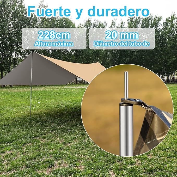 WADEO Lona para tenda de campanha, 3 x 4 m, lona impermeável e ultraleve com postes de apoio pinos + cordas, para campismo, caminhadas e piqueniques