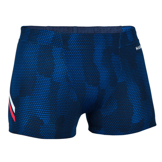 CALÇÕES DE BANHO NATAÇÃO BOXERS HOMEM FITI - AZUL BRANCO VERMELHO