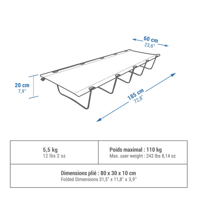 Cama de Campismo CAMP BED BASIC 60 CM - 1 pessoa