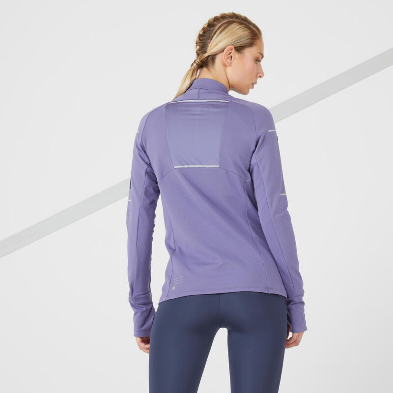 CAMISOLA DE CORRIDA INVERNO MULHER KIPRUN WARM LIGHT AZUL