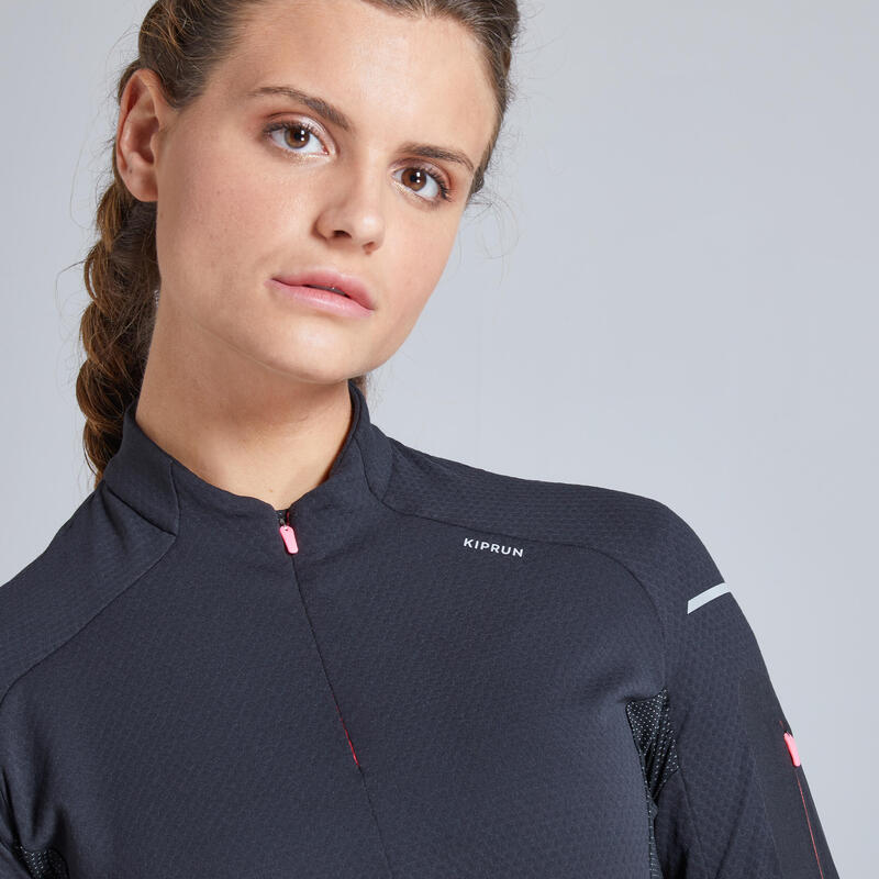 CAMISOLA DE CORRIDA INVERNO MULHER KIPRUN WARM LIGHT MALVA