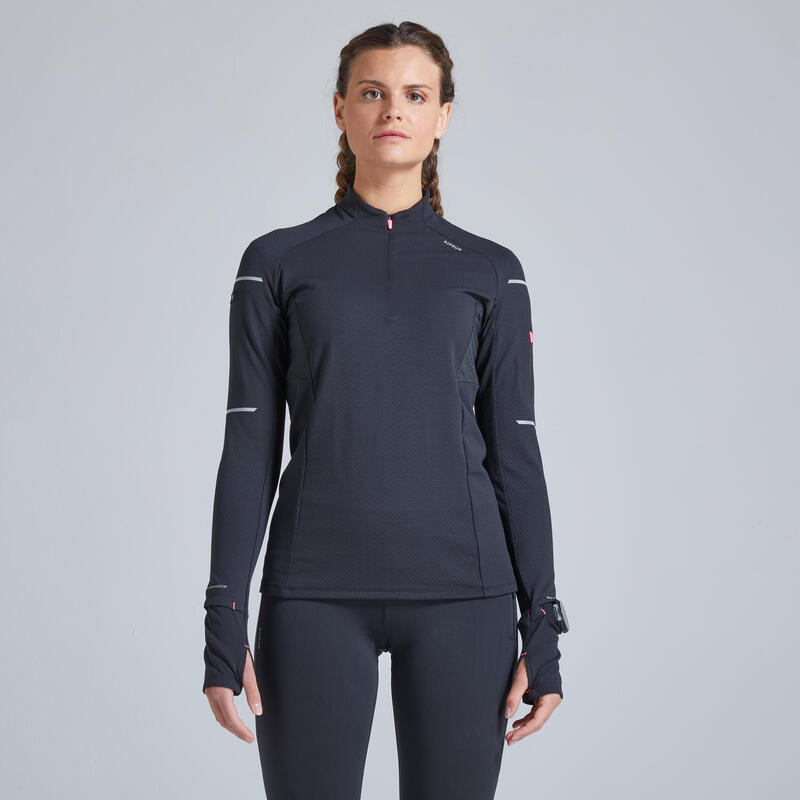 CAMISOLA DE CORRIDA INVERNO MULHER KIPRUN WARM LIGHT AZUL