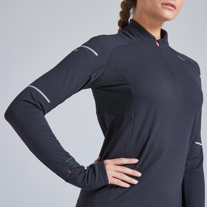 CAMISOLA DE CORRIDA INVERNO MULHER KIPRUN WARM LIGHT MALVA