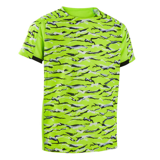 CAMISOLA DE MANGA CURTA DE FUTEBOL VIRALTO SOLO JUNGLE AMARELO NÉON/PRETO