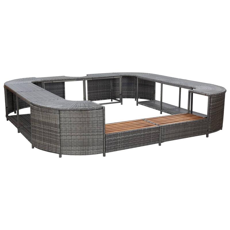 Contorno de spa quadrado 268 x 268 x 55 cm vime PE preto vidaXL