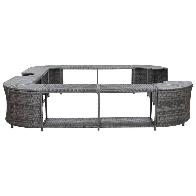 Contorno de spa quadrado 268 x 268 x 55 cm vime PE preto vidaXL