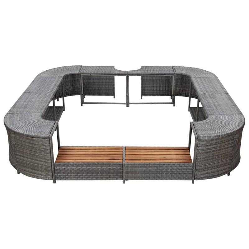 Contorno de spa quadrado 268 x 268 x 55 cm vime PE preto vidaXL