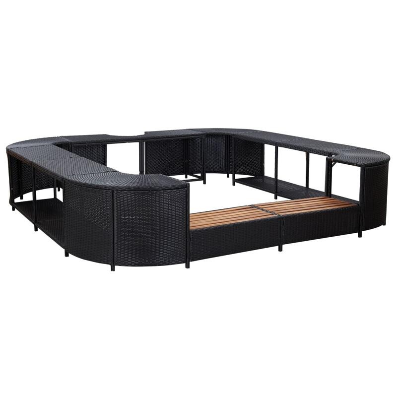 Contorno de spa quadrado 268 x 268 x 55 cm vime PE preto vidaXL