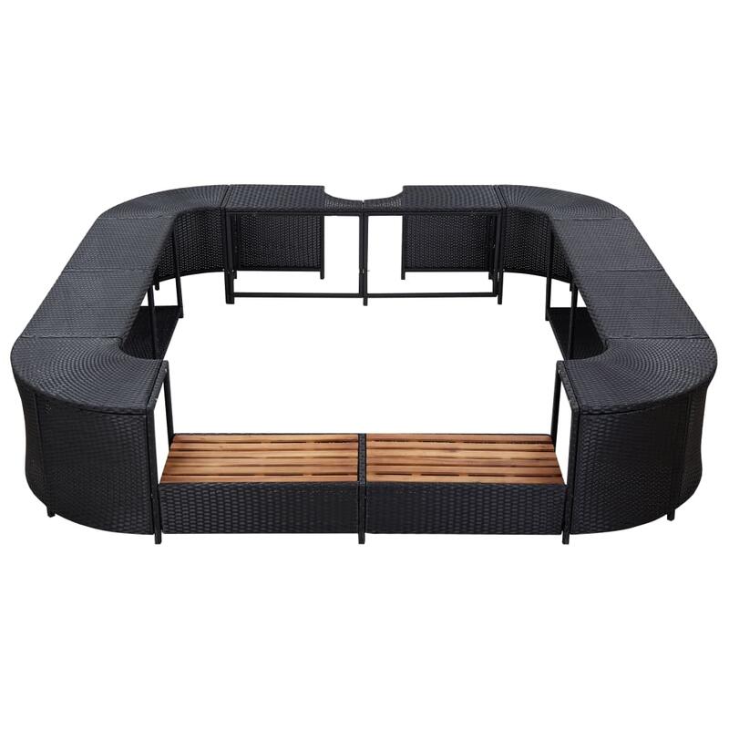 Contorno de spa quadrado 268 x 268 x 55 cm vime PE preto vidaXL