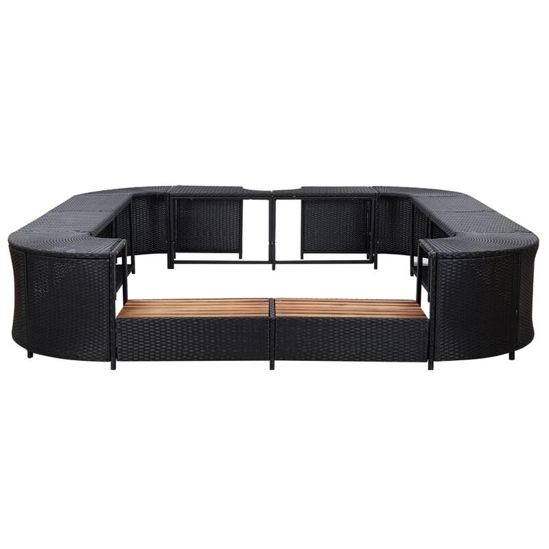 Contorno de spa quadrado 268 x 268 x 55 cm vime PE preto vidaXL