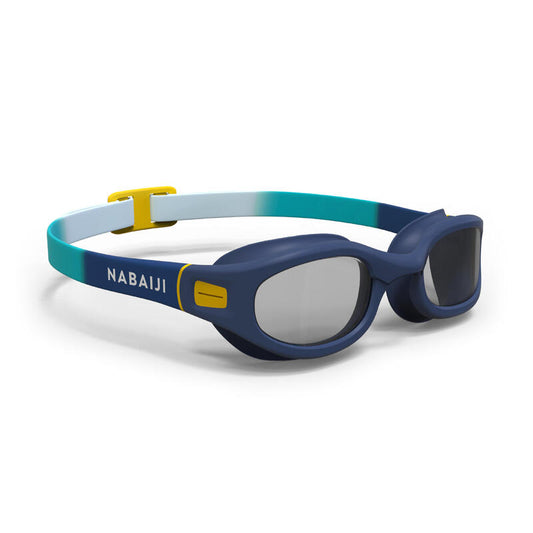 Óculos de natação 100 Soft - Tamanho S - Lentes claras - Azul Cinza Amarelo