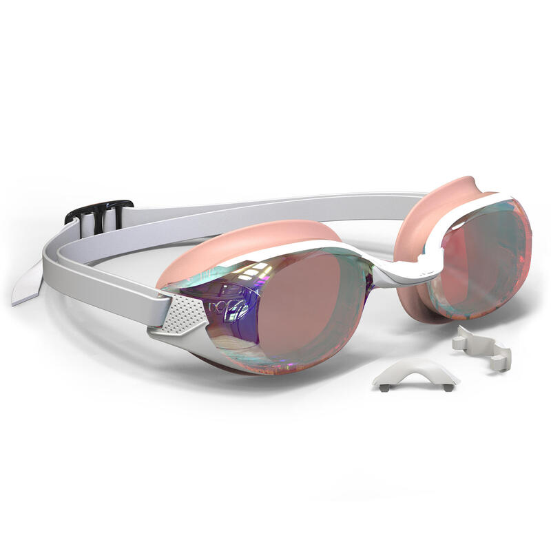 Óculos de Natação Bfit Lentes Espelhadas Rosa Branco