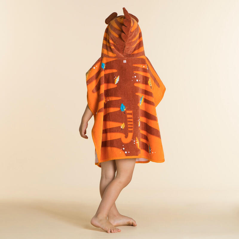 Poncho de Natação em Algodão para Bebé - Tigre Laranja-Castanho