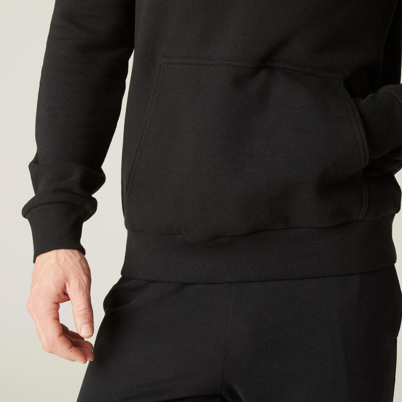 Sweatshirt com Capuz Fitness Homem 100 Preto