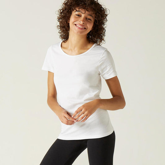 T-shirt de Fitness Mulher 100 Branco