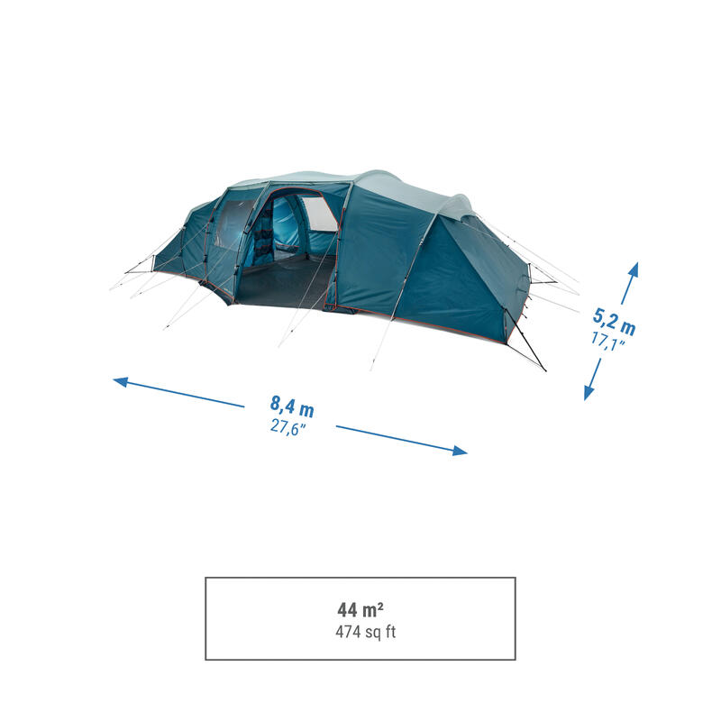 Tenda de campismo com varetas ARPENAZ 8.4 - 8 pessoas - 4 quartos