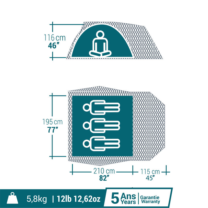 TENDA DE CAMPISMO MH100 XL - FRESH&BLACK - 3 PESSOAS