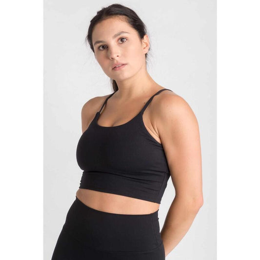 Varsity Crop-Top T-Shirt Fitness - Mulher - Preto