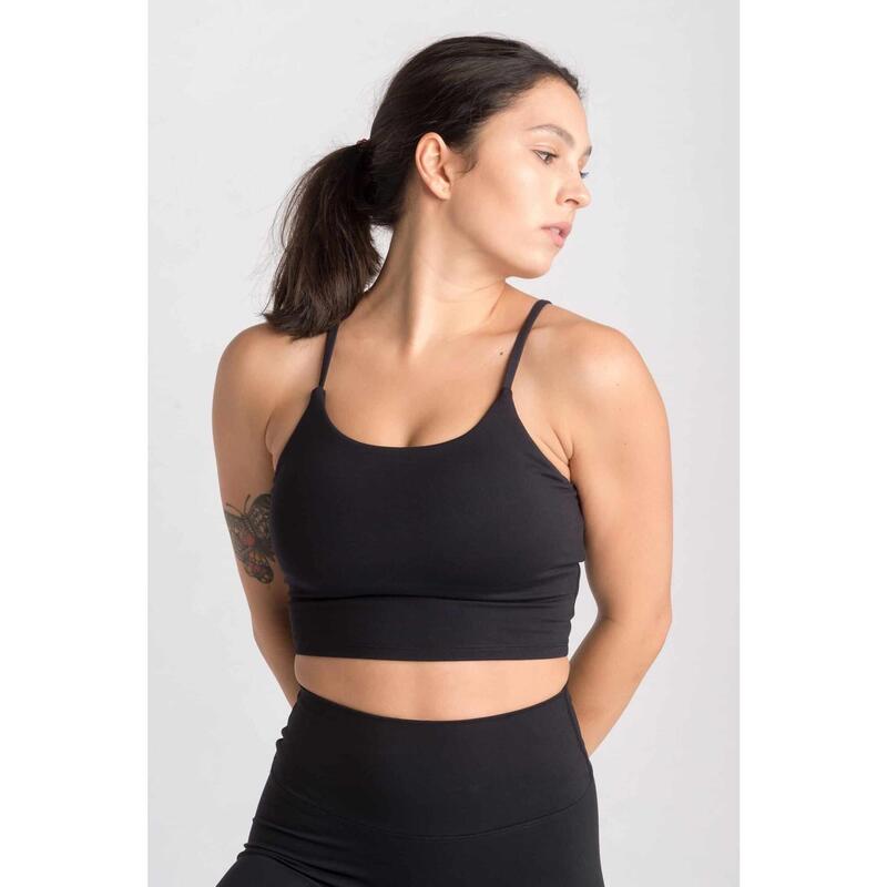 Varsity Crop-Top T-Shirt Fitness - Mulher - Preto